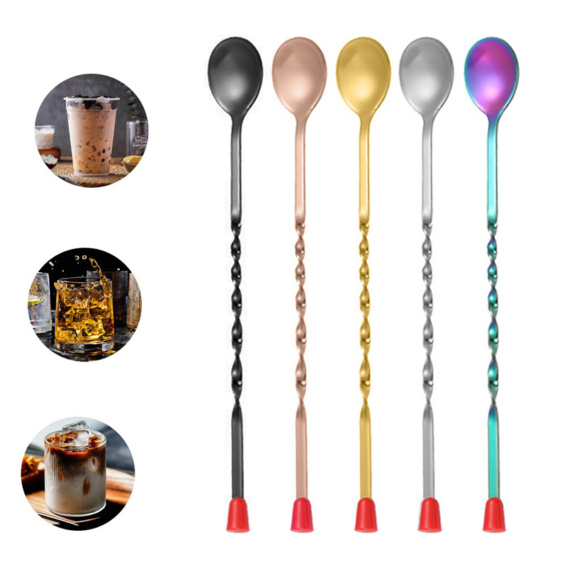 Bar Spoon Twisted - 100 stks/partij roestvrij staal gedraaid patroon