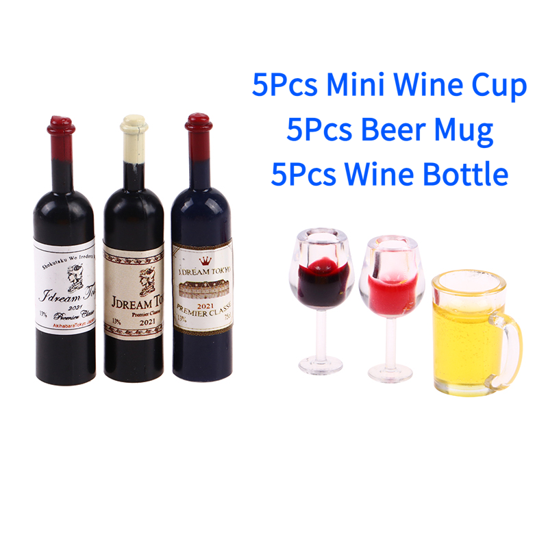 Wine Beer House - 5 stuks 1:12 poppenhuis miniatuur wijnbeker